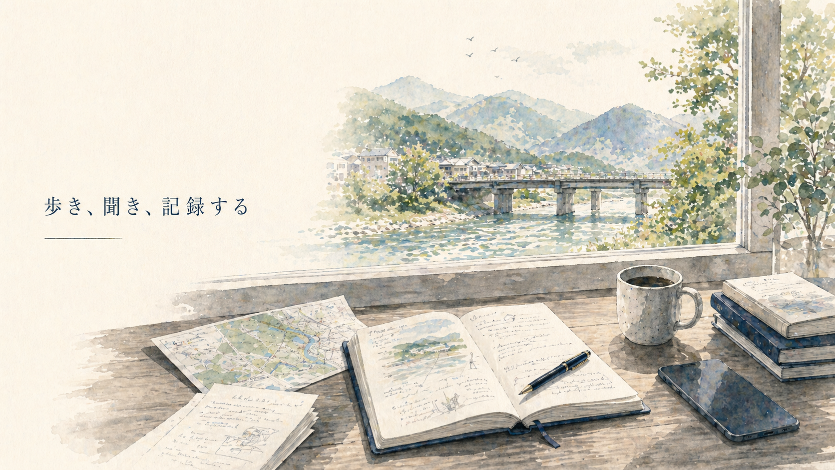 予算や資料を読み記録する机のイラスト